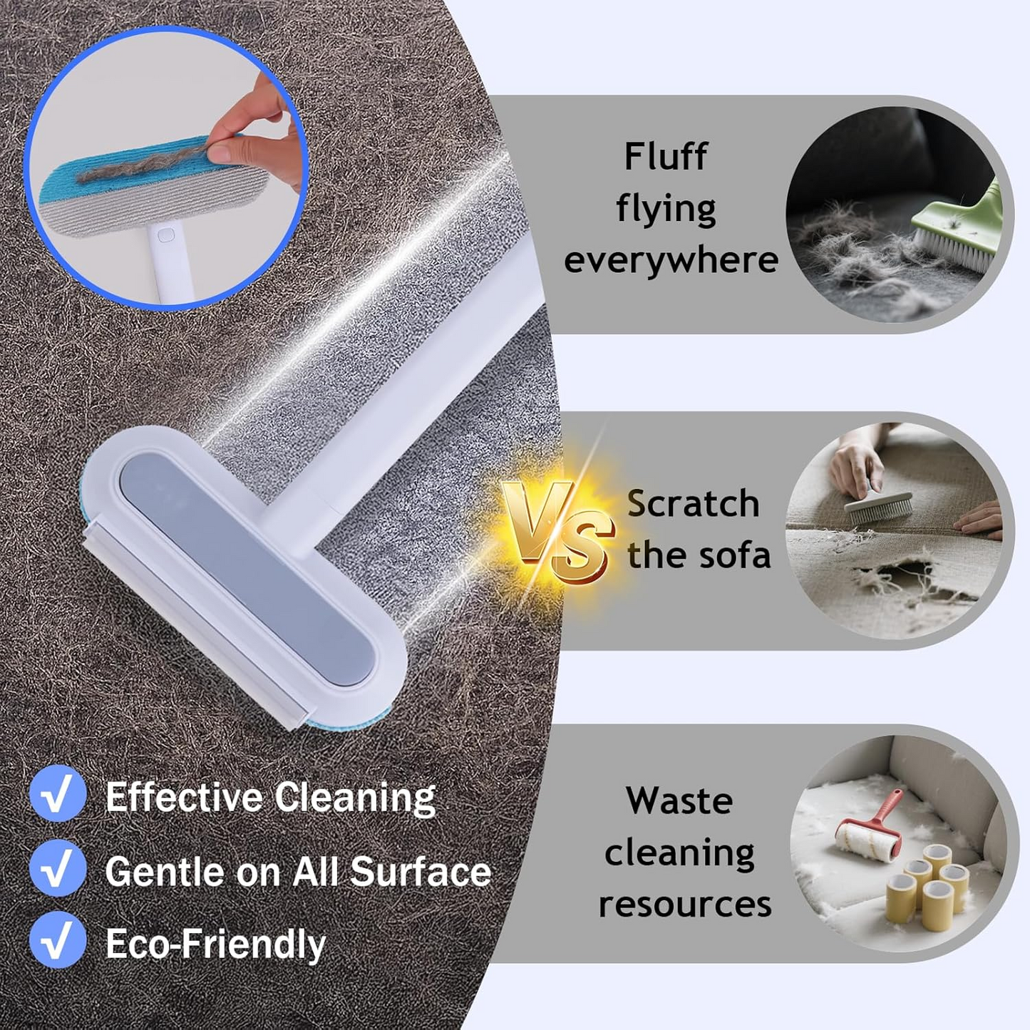 🐾LAST DAY 50% off✨3-in-1 Pet Hair Remover Brush - Long Handle