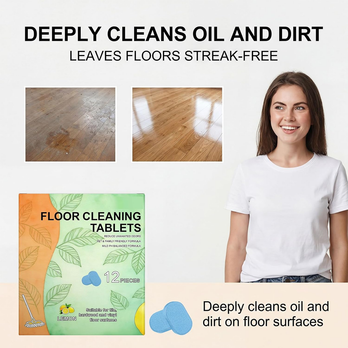 💦Last Day 70% OFF 🔥  Floor Cleaning Tablets - Safe for Wood Tile Marble Quick Dry