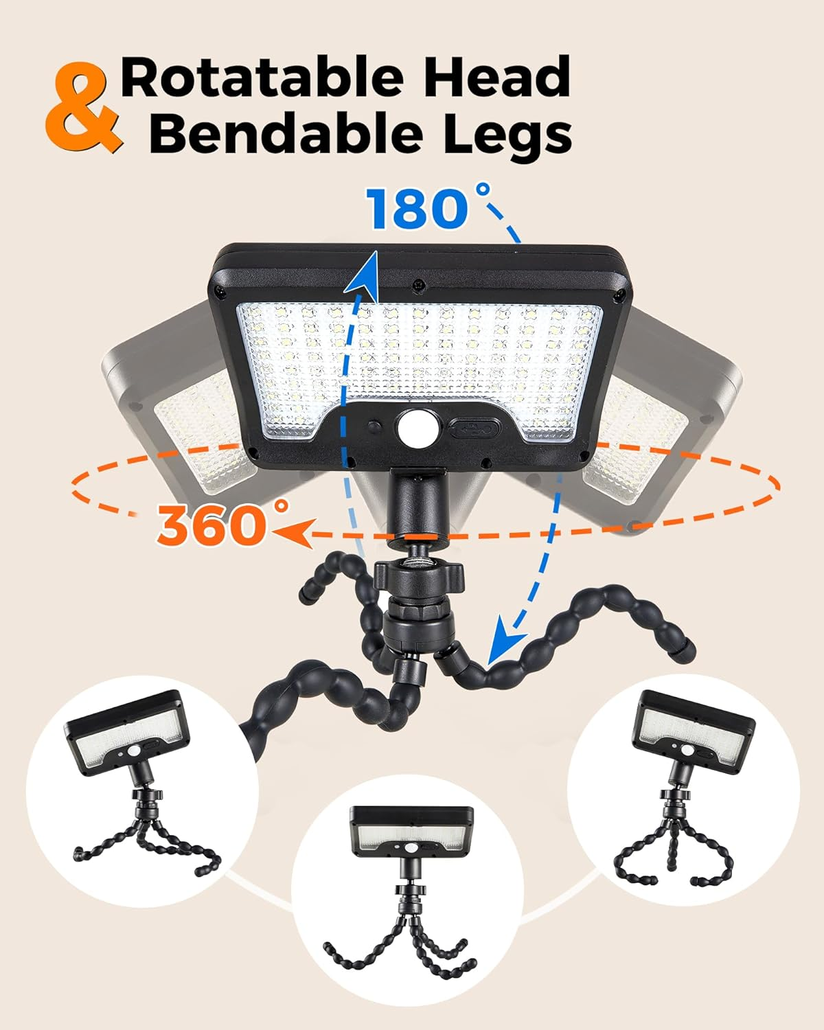 💡Last Day 70% OFF🔥Motion sensor outdoor light strip flexible octopus tripod