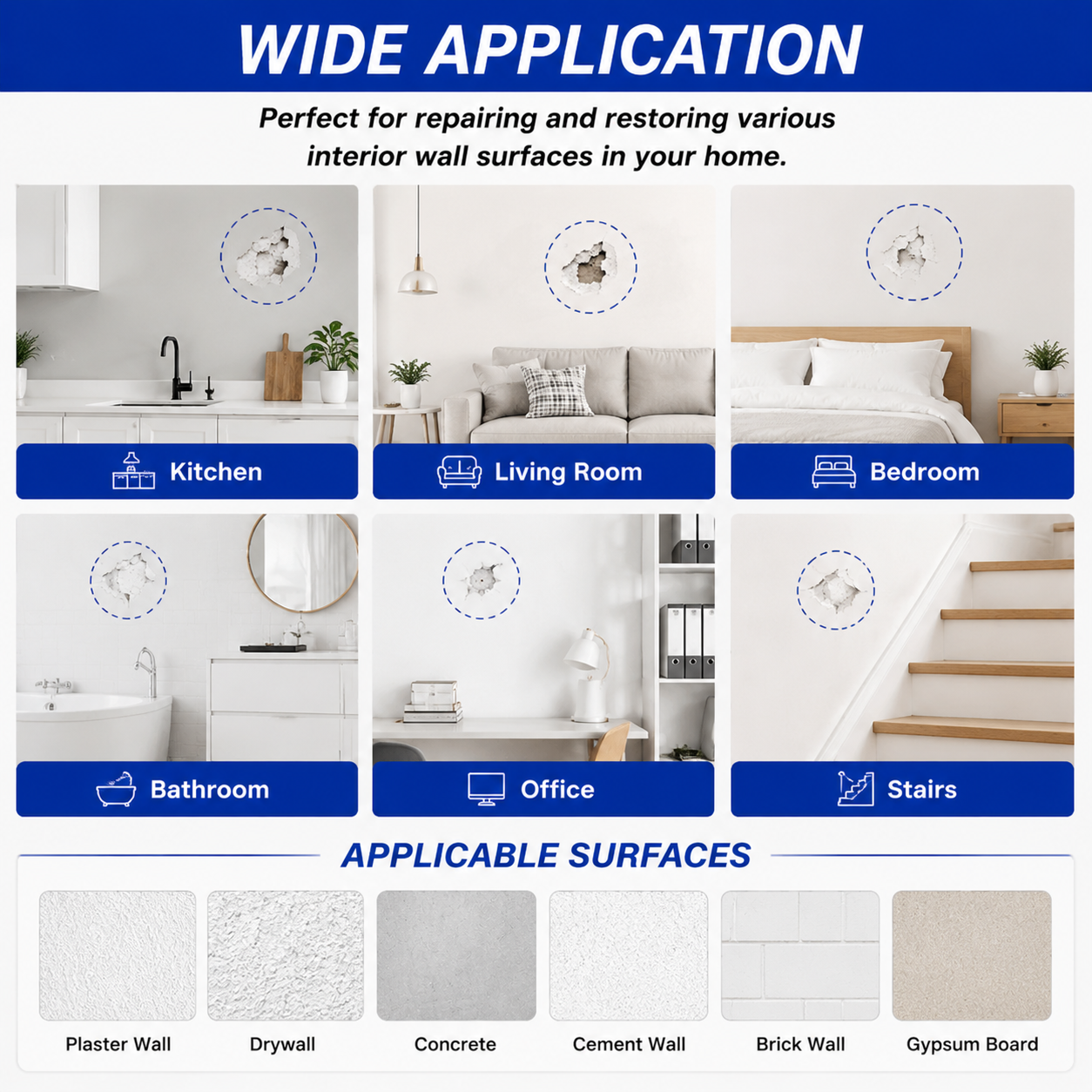 🛠️Last Day 70% OFF ✨White Drywall Repair – No Sanding🕒Quick & Smooth