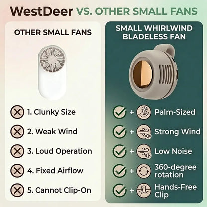 💛 50% OFF! Mini Bladeless Fan. Portable, rechargeable, and silent. Ideal for outdoor travel,Perfect Gift