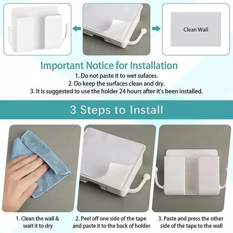 ✨Day Sale 50% OFF🎉Wall Mount Phone Holder Adhesive Wall Phone Mount Charging Stand and Remote