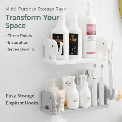 ✨Day Sale 50% OFF✨Cute Elephant Wall Shelf – Waterproof Adhesive Wall Organizer
