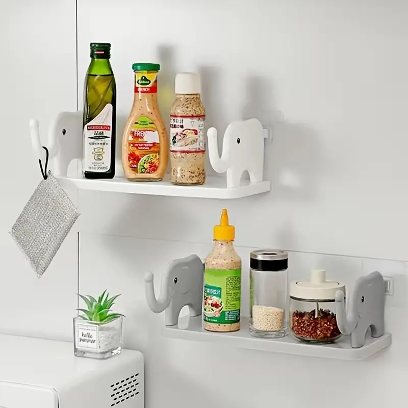 ✨Day Sale 50% OFF✨Cute Elephant Wall Shelf – Waterproof Adhesive Wall Organizer