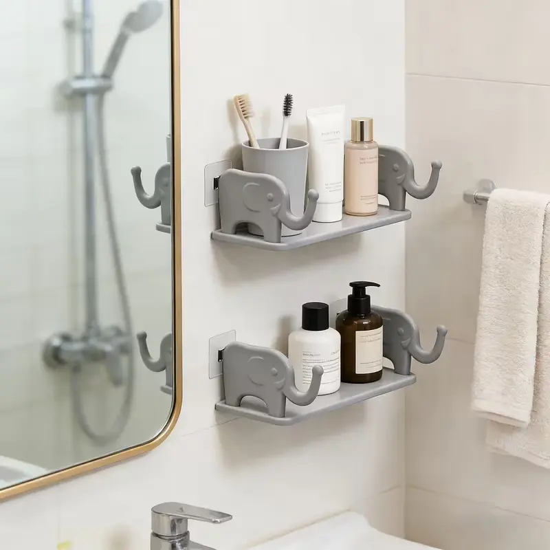 ✨Day Sale 50% OFF✨Cute Elephant Wall Shelf – Waterproof Adhesive Wall Organizer