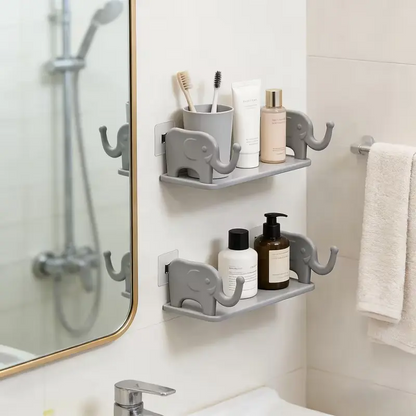 ✨Day Sale 50% OFF✨Cute Elephant Wall Shelf – Waterproof Adhesive Wall Organizer