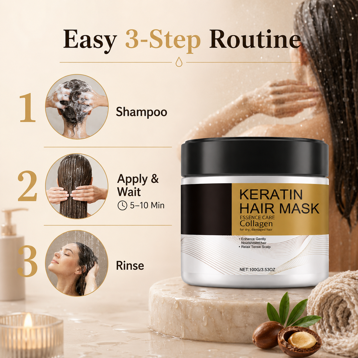 🔥50% OFF Today! Collagen Keratin Hair Mask – Deep Conditioning Care for Softer, Smoother & Glossier-Looking Hair ✨