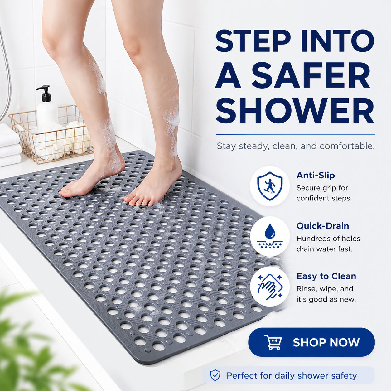 This Summer 💧 SafeStep Bathroom Safety Mat - Make Every Shower Feel Safer 🚿