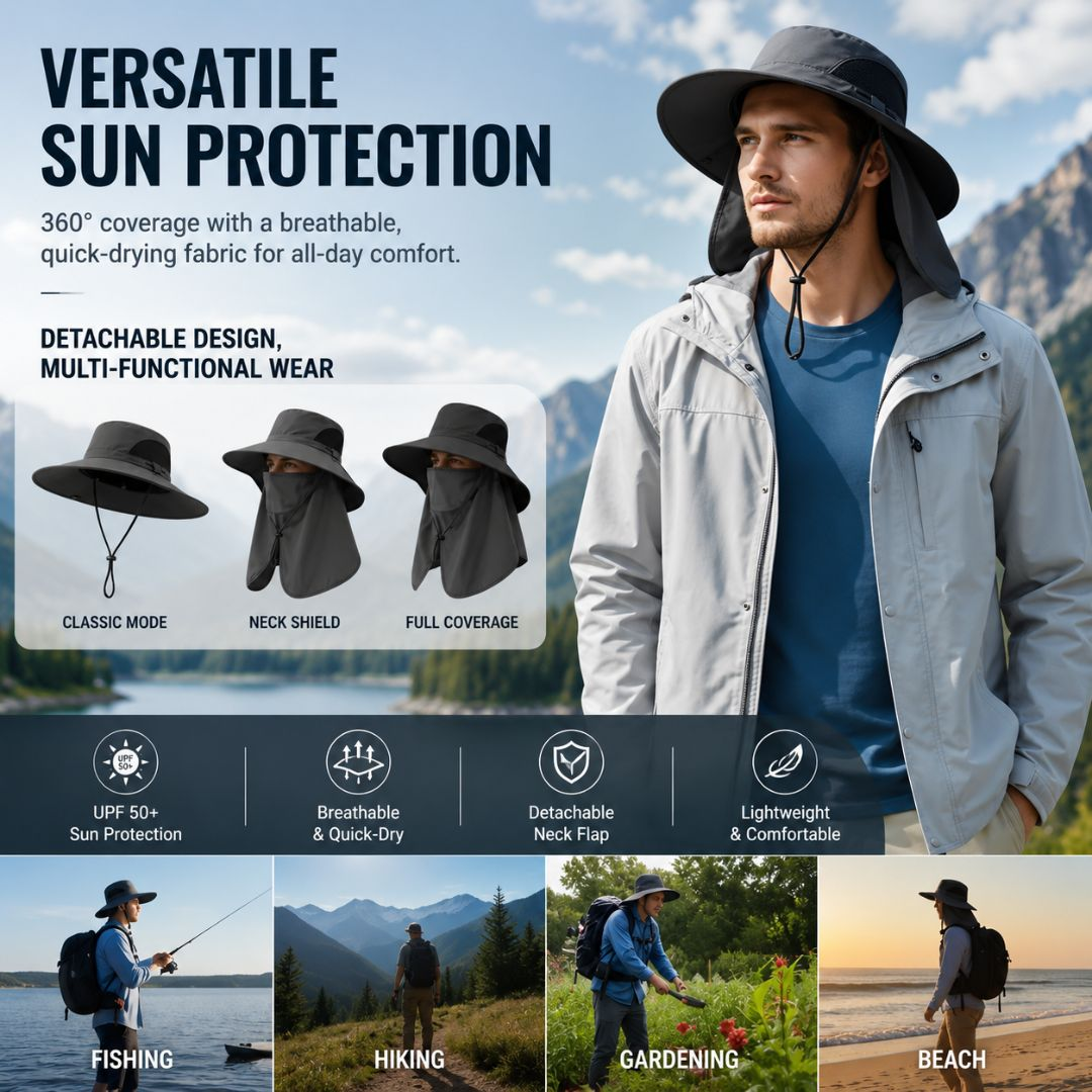 ☀️ SUMMER SALE 50% OFF 🔥 UPF 50+ Sun Protection Hat With Full Face & Neck Coverage