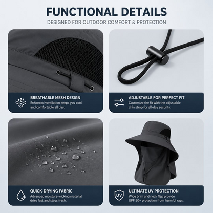 ☀️ SUMMER SALE 50% OFF 🔥 UPF 50+ Sun Protection Hat With Full Face & Neck Coverage