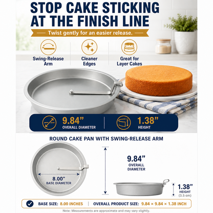 🍰 Easy-Release 8" Round Cake Pan — No More Stuck Cakes