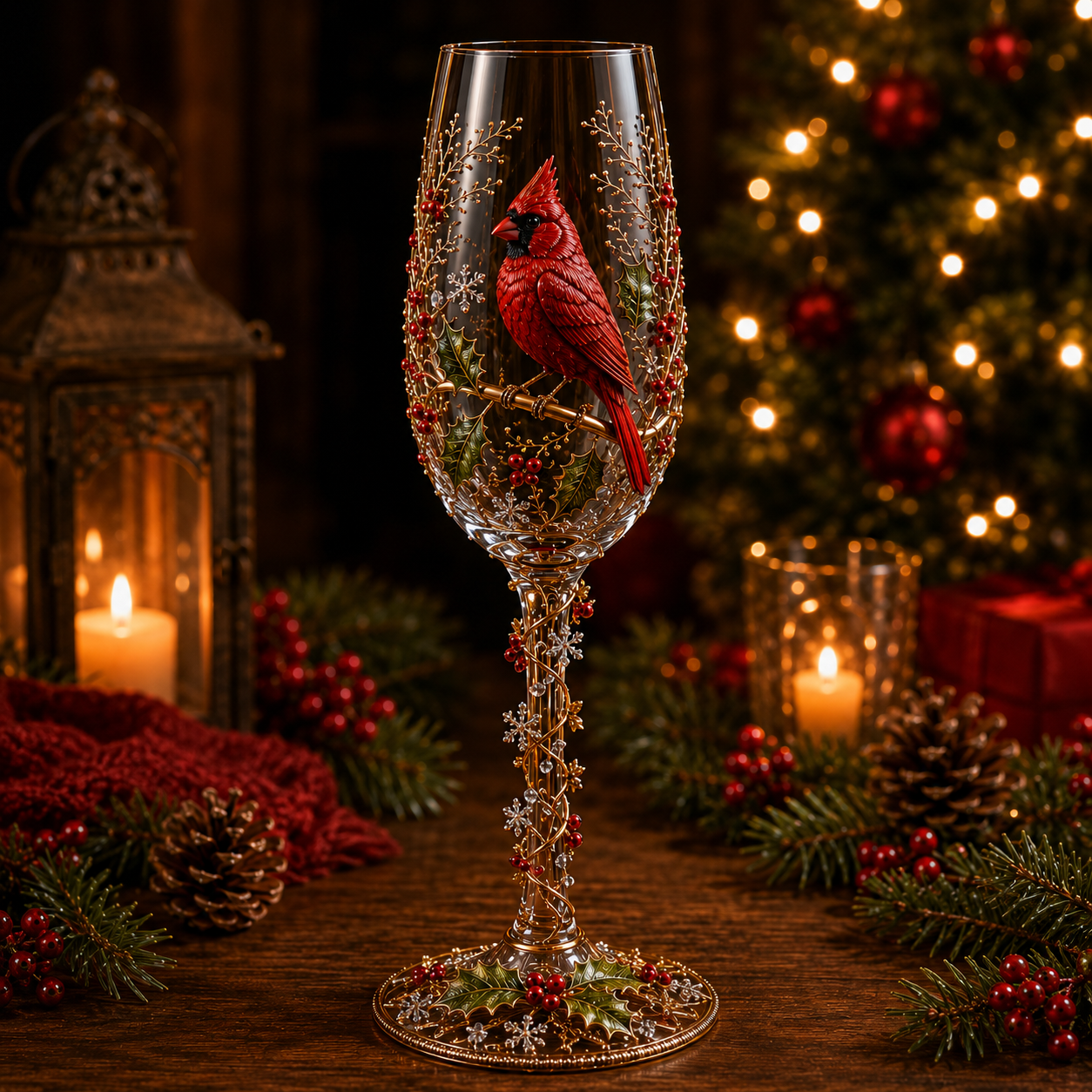 🎁 Christmas Bird 3D Collector Champagne Glass Set🐦✨