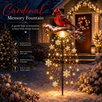❤️ Cardinal Memory Fountain – Lighted Christmas Remembrance Garden Decor