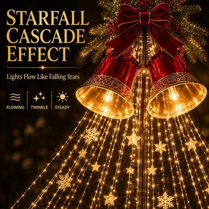 Christmas Bell Starfall Cascade – Solar Flowing LED Christmas Yard Light
