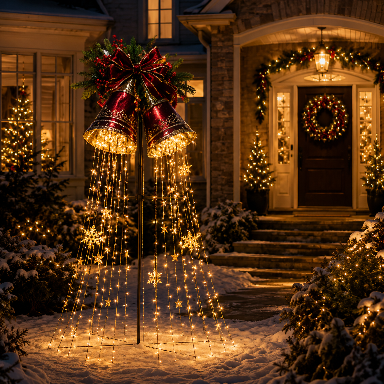 Christmas Bell Starfall Cascade – Solar Flowing LED Christmas Yard Light