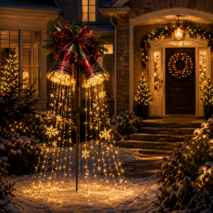 Christmas Bell Starfall Cascade – Solar Flowing LED Christmas Yard Light