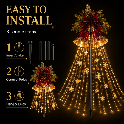 Christmas Bell Starfall Cascade – Solar Flowing LED Christmas Yard Light