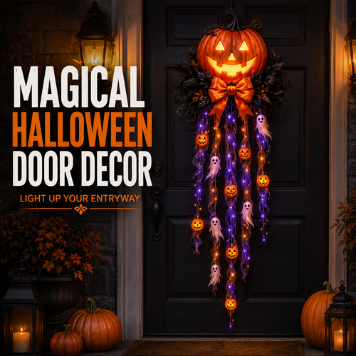 🎃 49% OFF Halloween Limited-Time Deal 👻 Lighted Pumpkin & Ghost Door Cascade