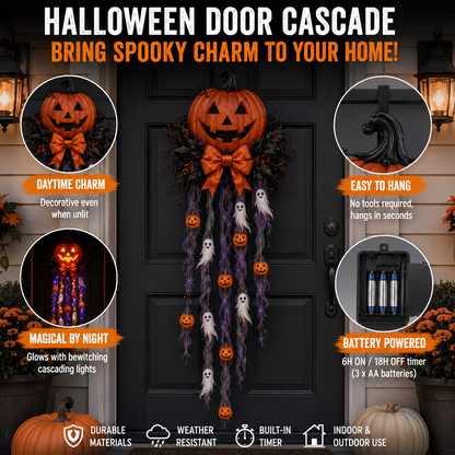 🎃 49% OFF Halloween Limited-Time Deal 👻 Lighted Pumpkin & Ghost Door Cascade