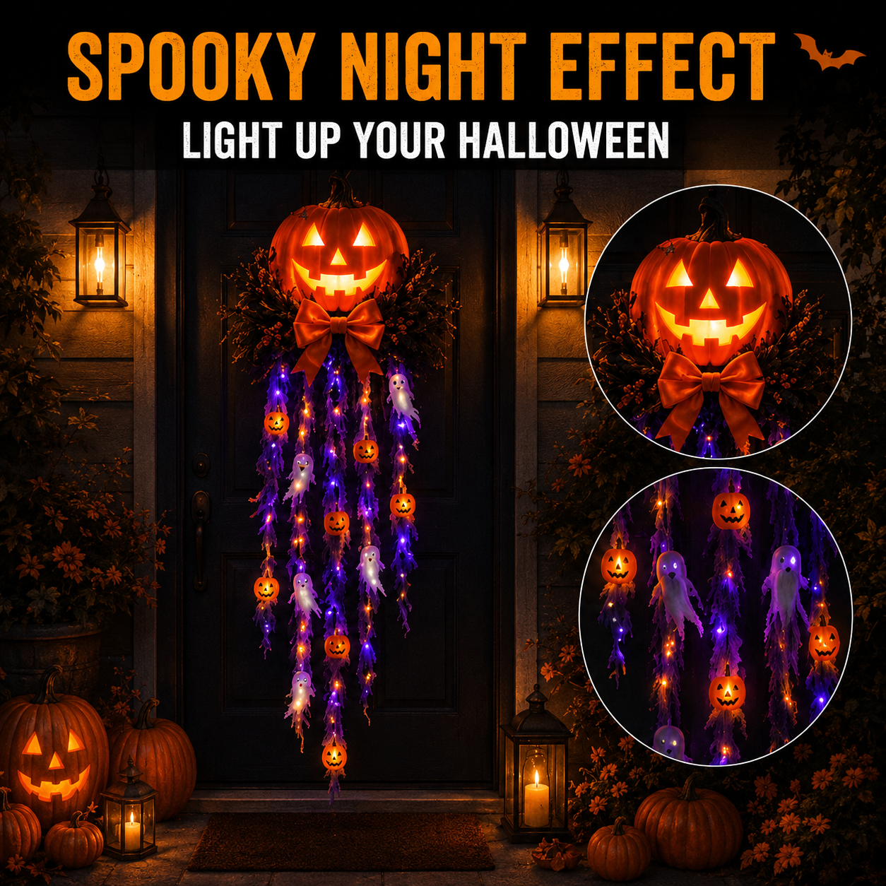 🎃 49% OFF Halloween Limited-Time Deal 👻 Lighted Pumpkin & Ghost Door Cascade