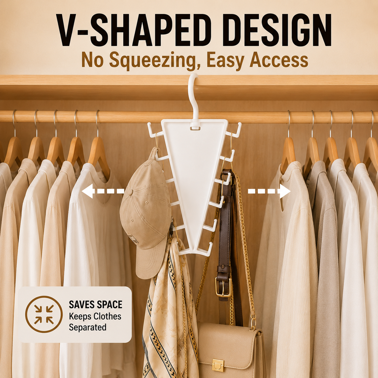 V-shaped closet organizer saves space