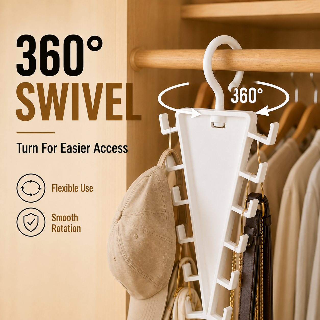 360 degree swivel closet hanger organizer