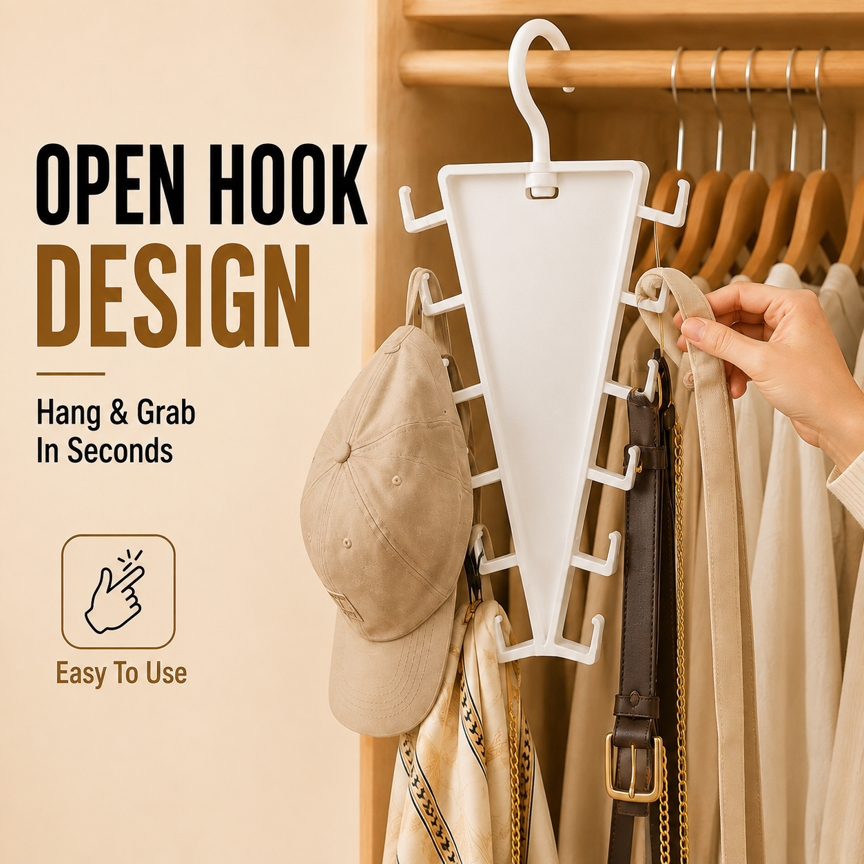 ✨ 12-Hook V-Shaped Closet Organizer – Save Space & Keep Accessories Tidy