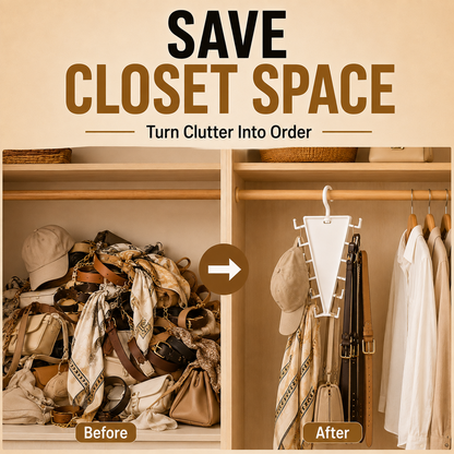✨ 12-Hook V-Shaped Closet Organizer – Save Space & Keep Accessories Tidy