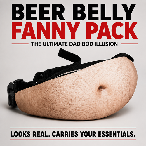 🍺Ultra-Realistic Dad Bod Fanny Pack – Funny Beer Belly Waist Bag