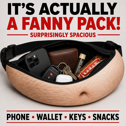 🍺Ultra-Realistic Dad Bod Fanny Pack – Funny Beer Belly Waist Bag