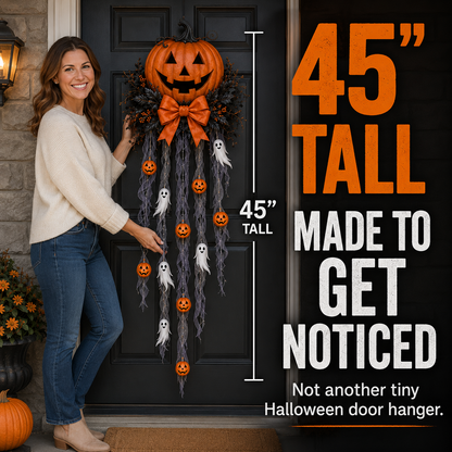 👻 49% OFF Halloween Limited-Time Deal 👻 Lighted Pumpkin & Ghost Door Cascade