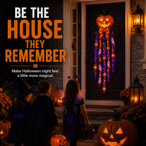 👻 49% OFF Halloween Limited-Time Deal 👻 Lighted Pumpkin & Ghost Door Cascade