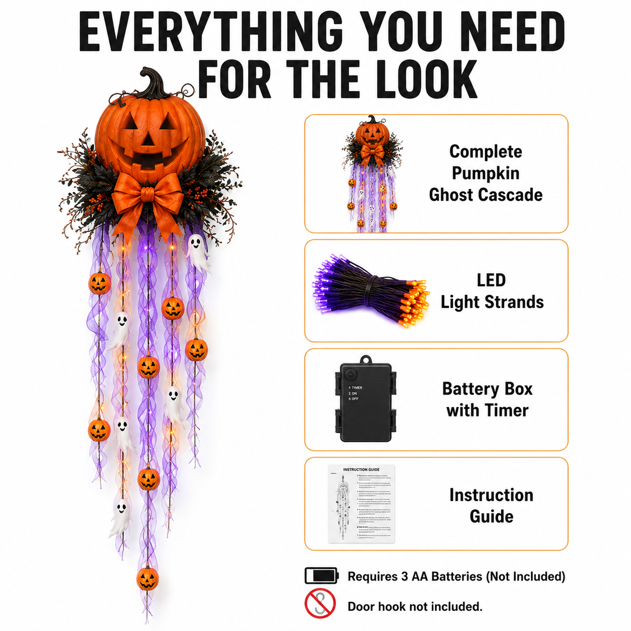 👻 49% OFF Halloween Limited-Time Deal 👻 Lighted Pumpkin & Ghost Door Cascade