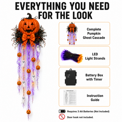 👻 49% OFF Halloween Limited-Time Deal 👻 Lighted Pumpkin & Ghost Door Cascade