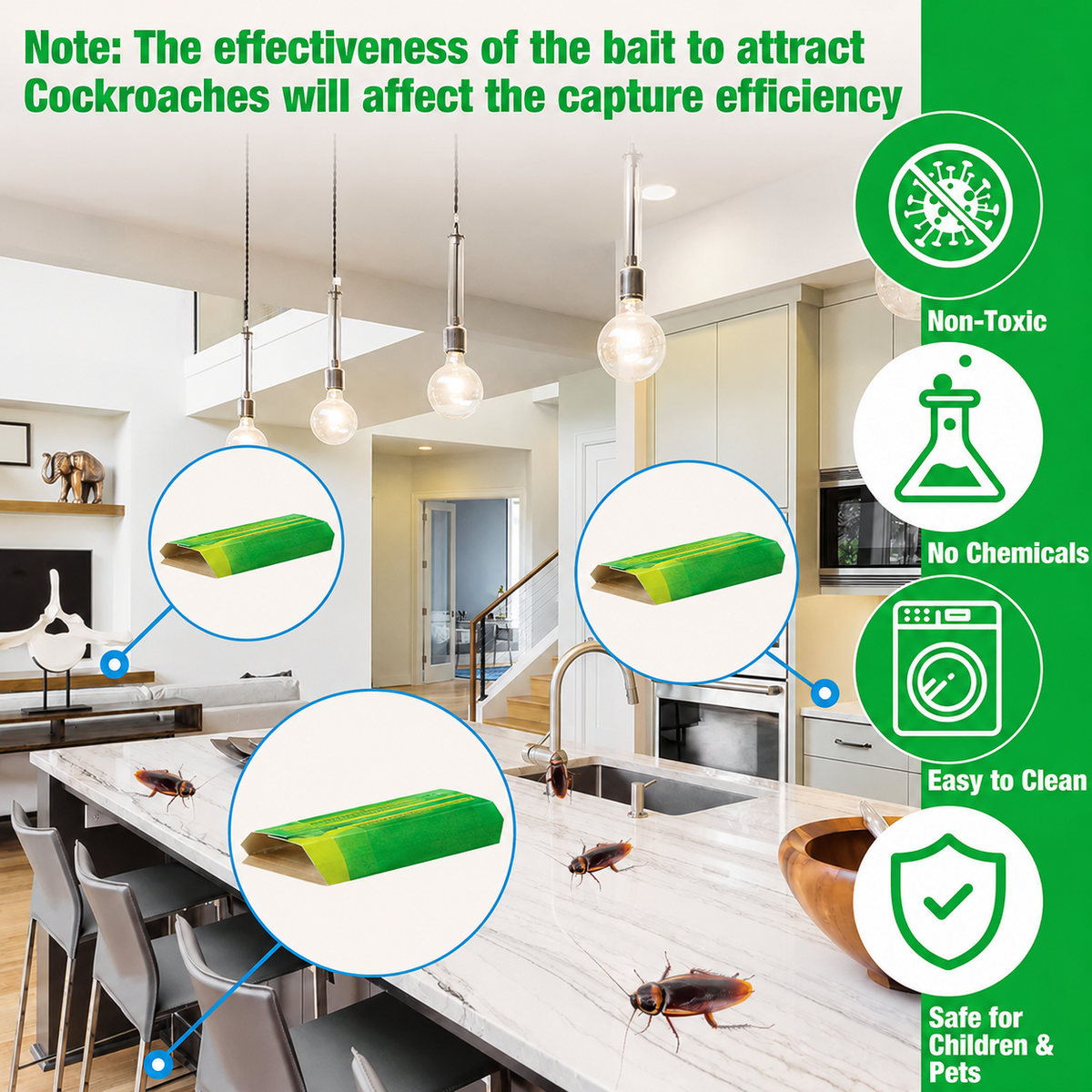 🪳 10PCS Cockroach Glue Trap with Bait – Foldable Indoor Roach Catcher