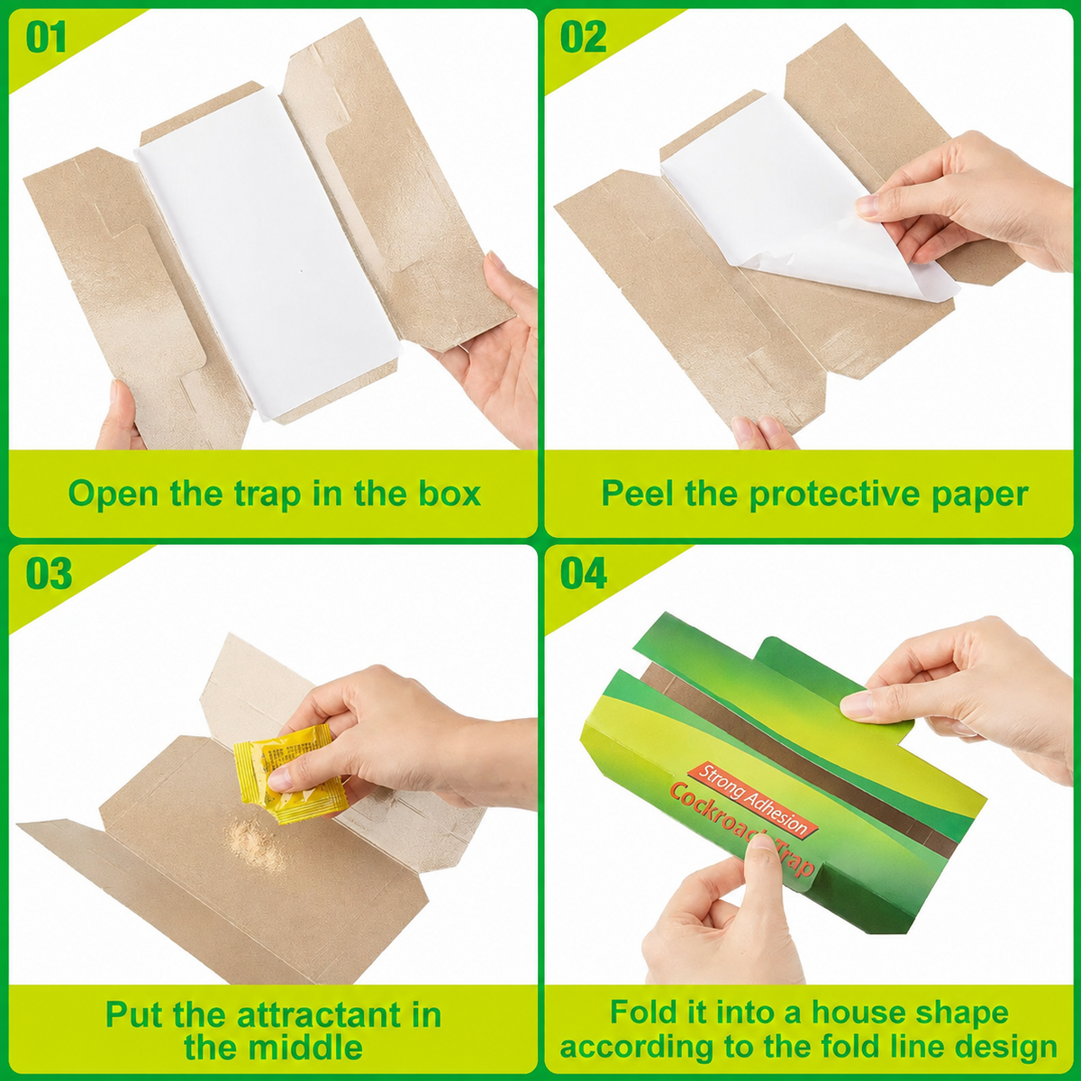 🪳 10PCS Cockroach Glue Trap with Bait – Foldable Indoor Roach Catcher
