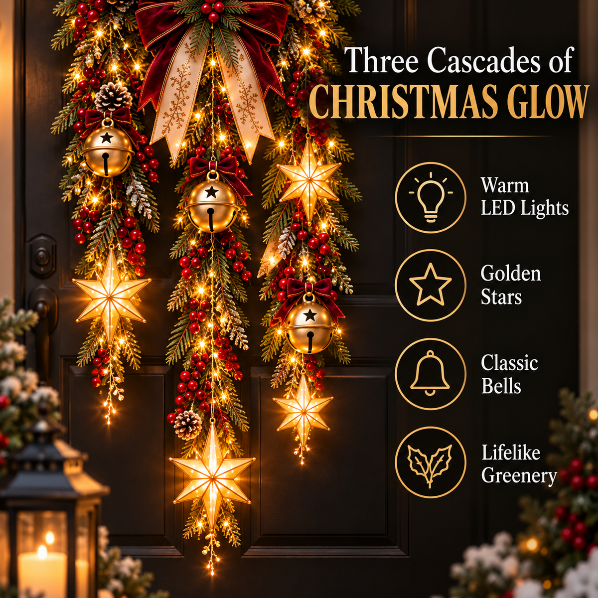 🐮Lighted Highland Cow Christmas Door Cascade🐮