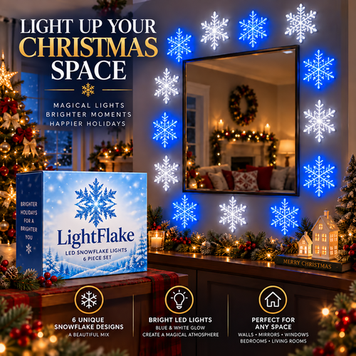 💙 WINTER WONDERLAND FAVORITE | Blue & White LED Snowflake Lights – Christmas Wall Decor for Living Rooms & Bedrooms