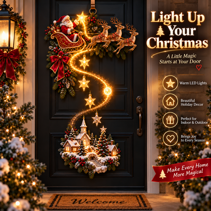 🎅 Santa’s Magical Sleigh Light Cascade — A Little Christmas Magic for Your Door