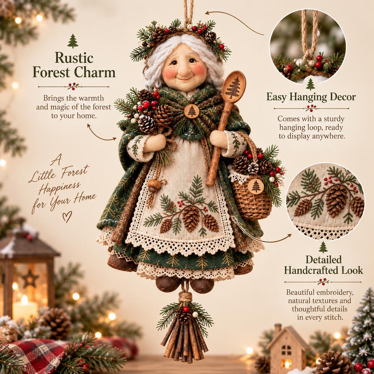 🍀👵 Handmade Good Luck Granny — Charming Hanging Charm for Happiness & Good Fortune
