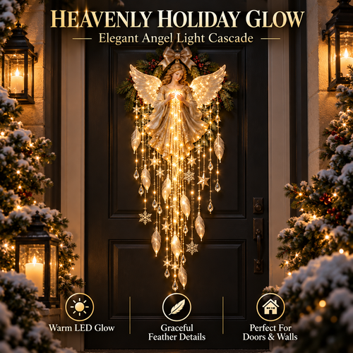 👼 Heavenly Holiday Glow Angel Light Cascade ✨ – Elegant Christmas Door & Wall Decor ✈️