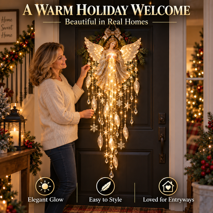 👼 Heavenly Holiday Glow Angel Light Cascade ✨ – Elegant Christmas Door & Wall Decor ✈️