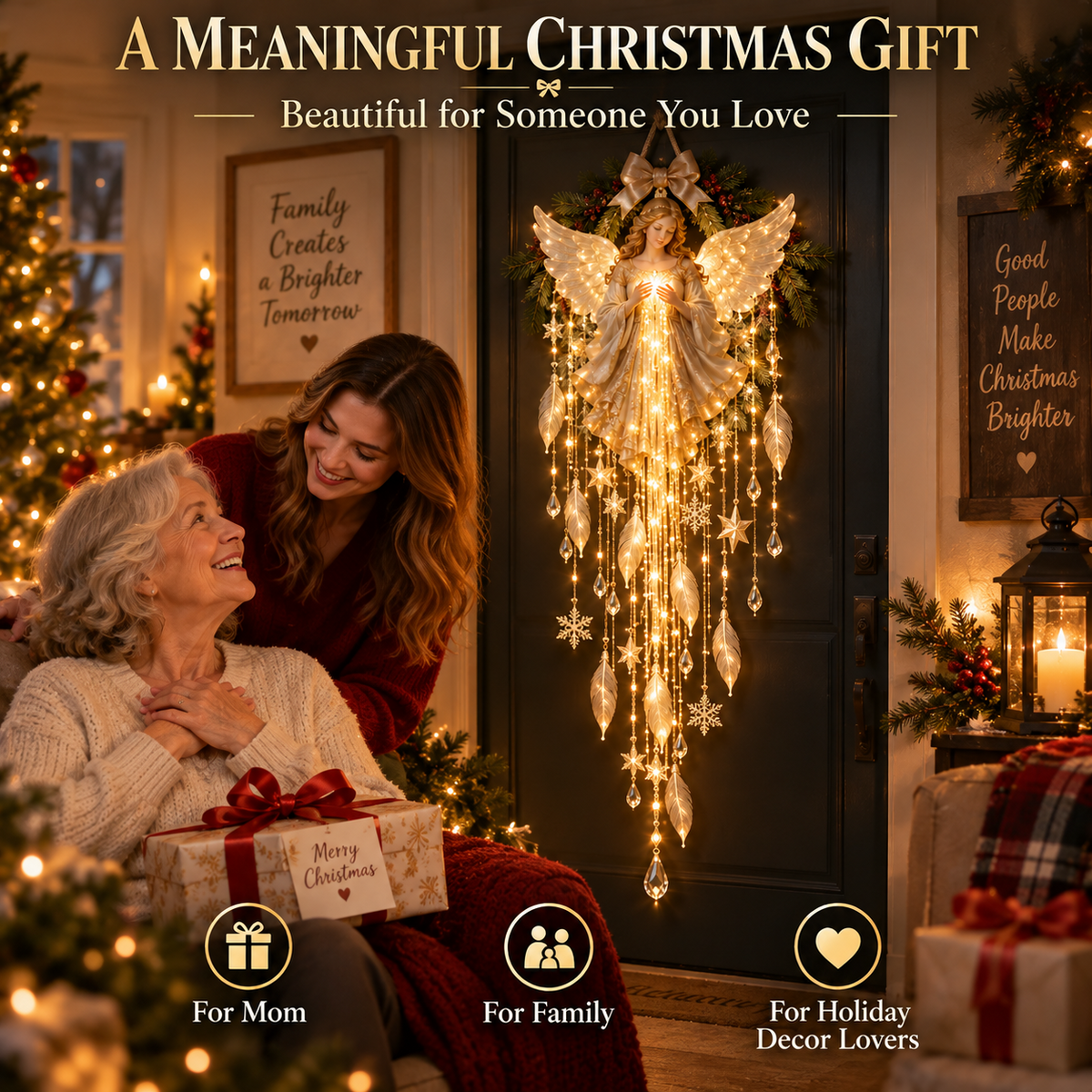 👼 Heavenly Holiday Glow Angel Light Cascade ✨ – Elegant Christmas Door & Wall Decor ✈️