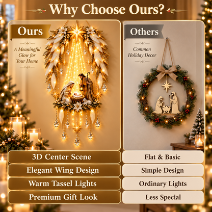 ✨ Heavenly Angel Wings Nativity Light✨ – Lighted Christmas Wall Decor  ✈️