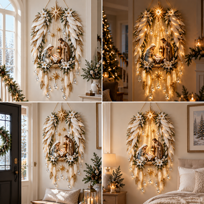 ✨ Heavenly Angel Wings Nativity Light✨ – Lighted Christmas Wall Decor  ✈️