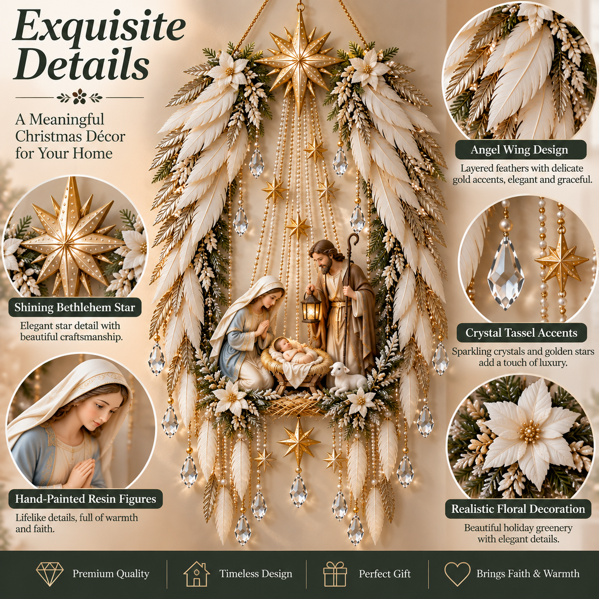 ✨ Heavenly Angel Wings Nativity Light✨ – Lighted Christmas Wall Decor  ✈️