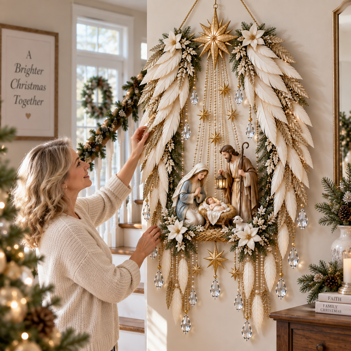 ✨ Heavenly Angel Wings Nativity Light✨ – Lighted Christmas Wall Decor  ✈️