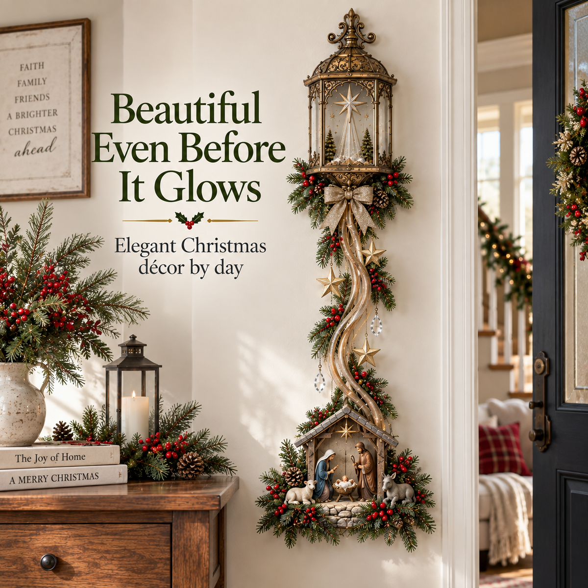 Christmas Story Lantern Cascade – Lighted Nativity Wall Decor