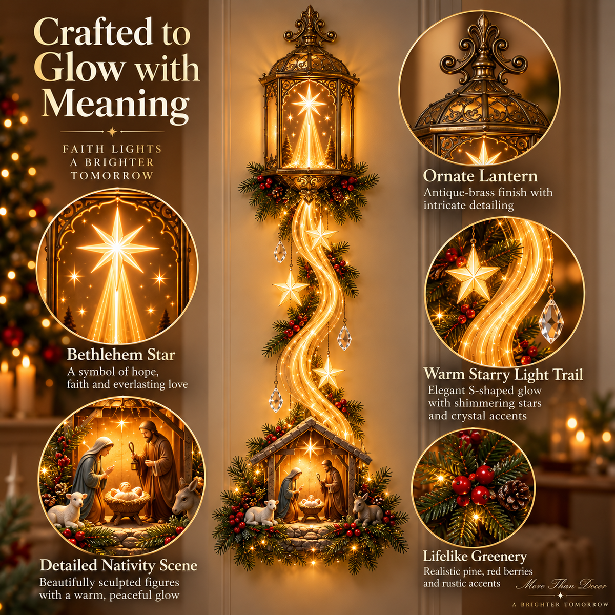 Christmas Story Lantern Cascade – Lighted Nativity Wall Decor