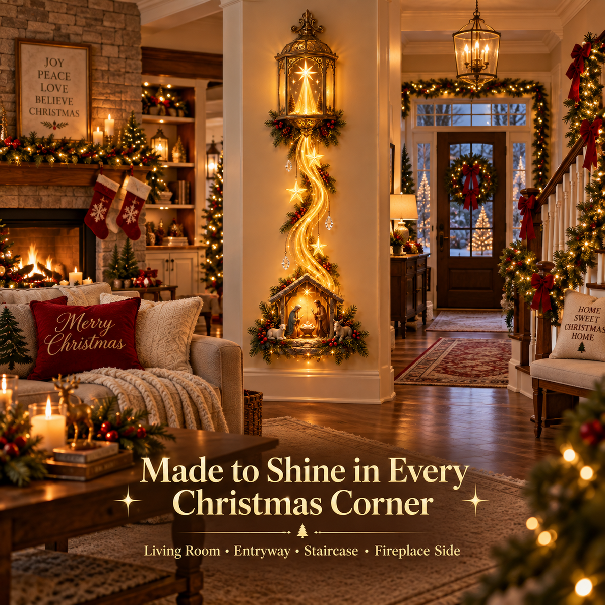 Christmas Story Lantern Cascade – Lighted Nativity Wall Decor